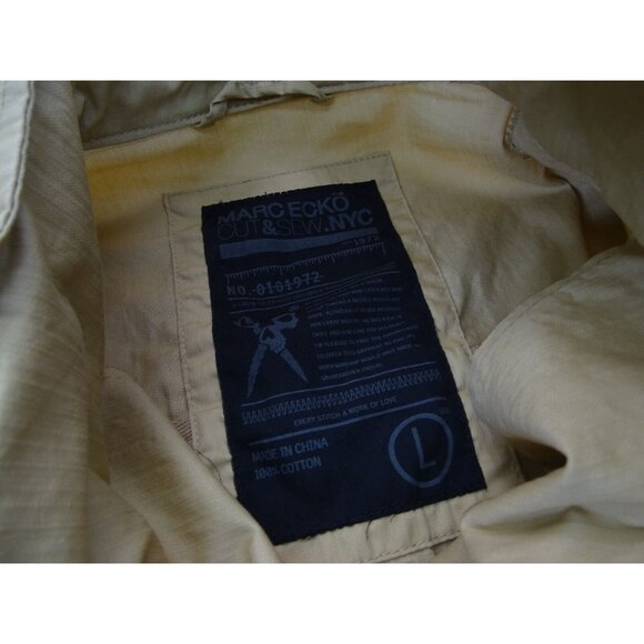 Marc Ecko Cut N Sew Men's Full‎ Zip Jacket 4 Pocket Hood Sz L Beige Military - Picture 3 of 7